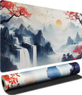 Large Gaming Mousepad, Waterproof Extra Large Mouse Pad with Stitched Edges, 31.5" x 15.7" Non-Slip Rubber Base Office Big Long Keyboard Pad for Office Gamer Home XXL, (Mountains Waters) by AREYLO