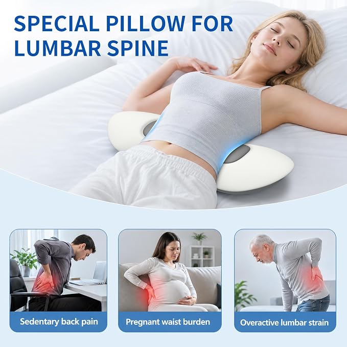 Lumbar Support Pillow for Bed Sleeping - Lower Pillow for Back Pain Relief | Memory Foam Waist Pillow for Bed Sofa Chair, Cooling Back Bolster Pillow for Side and Back Sleepers - Image 6