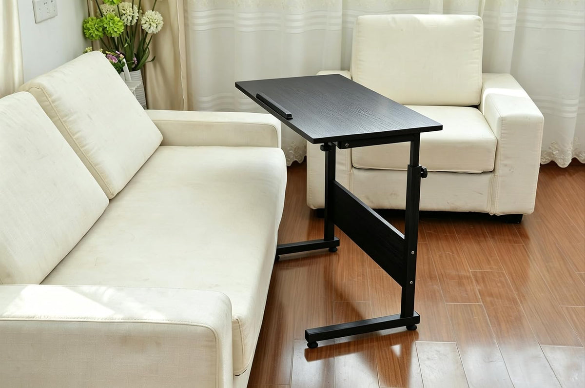 Overbed Bedside Sofa Bed Table with Wheel Adjustable Swivel Top Home Office - Image 4