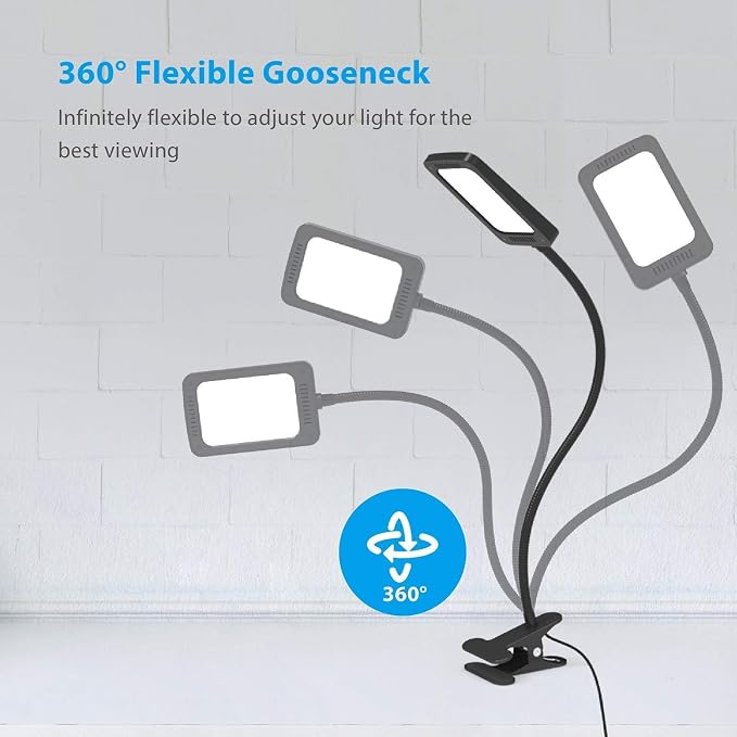 TROND LED Desk Lamp with Clamp, 1000LM Bright 3-Level Dimmable Desk Light | 6000K Daylight Extra-Long Flexible Gooseneck Clip on Light, Eye-Care Clamp Lamp for Painting, Workbench,Reading, Sewing - Image 9