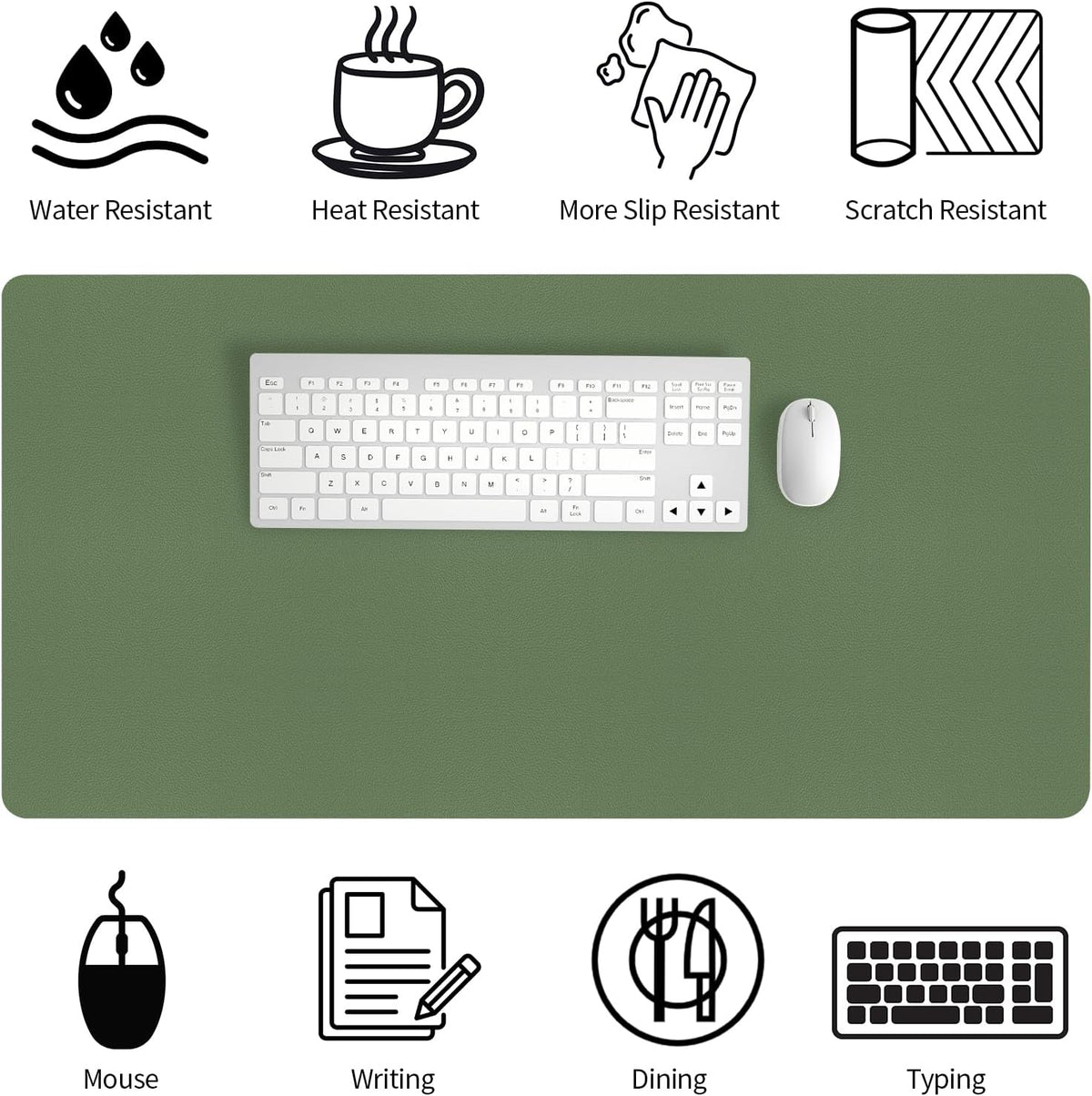 Green Desk Mat, Desk Matt for Desktop, Large Leather Desk Pad, Desk Pad Mat Waterproof, Computer Mat for Office/Home/Decor/Desk Protector(31.5 x 15.7 Inches) - Image 4