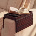 Sofa Arm Tray, Foldable Bamboo Couch Armrest Table with Large 12.5" x 5.8" Storage Compartment, Portable Chair Couch Caddy Arm Tray for Cup TV Snacks Phone (Velvet Mahogany) by B-Zefyrn