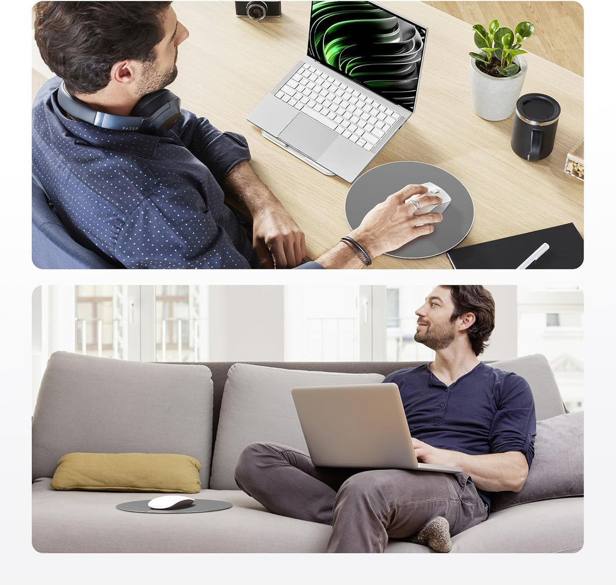 HONKID Metal Aluminum Mouse Pad, Thin Hard Mousepad 7.87 * 7.87 Round Grey - Image 7
