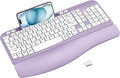 EAYBLLY 2.4G Wireless Ergonomic Keyboard, Full Size Wave Keys with Memory Foam Wrist Rest & 7.28in Phone Holder, USB-C Adapter Included for Windows Mac Chrome OS, Office or Home (Purple) by Unknown