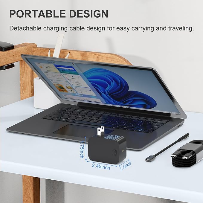 YURCIPWE New 65W Surface Pro Charger，Microsoft Surface Charge Compatible with Surface Pro 11/10/9/8/7+/7/6/5/4/X Power Adapter, Microsoft Surface Book 1 2 3, Both Microsoft Surface Laptop/Tablet - Image 7