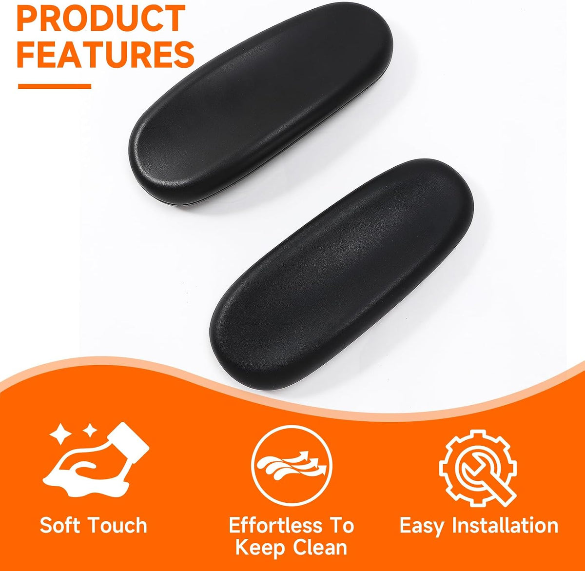 Office Chair Arm Replacement,Gaming Chair Replacement Armrest Arm Pads Universal 4" Mounting Hole Parts(Set of 2) Black - Image 6
