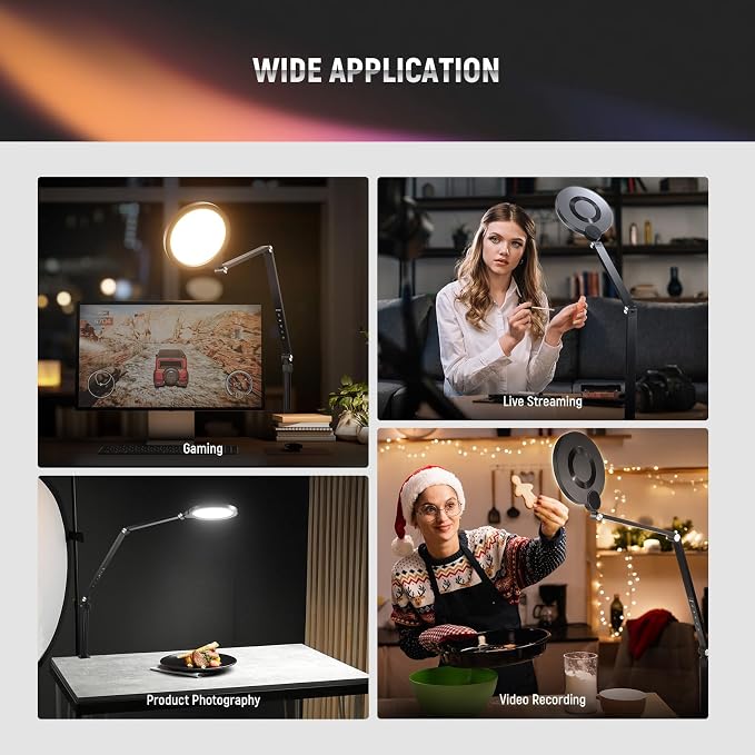 NEEWER Basics 18W 7" Desktop Ring Light with Stand for Desk, Video Conference Streaming Recording Makeup Selfie Computer Laptop Zoom Lighting, Full Screen LED Circle Ringlight with Arm & C Clamp, R18 - Image 2