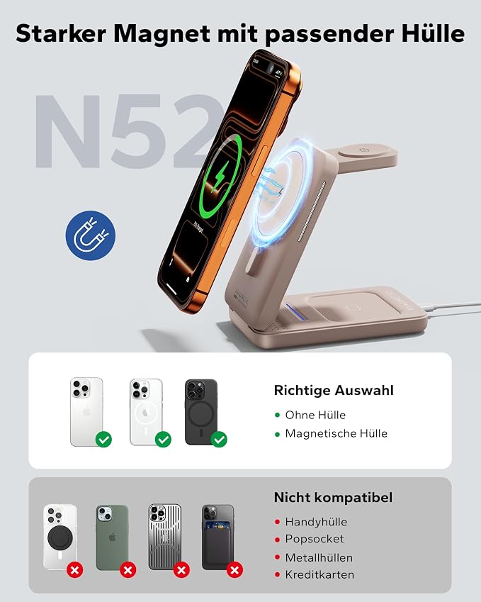 Foldable 3in1 Charging Station for Magsafe, Travel Phone and Watch Charger for Apple Devices, Wireless Charging Dock for iPhone 17 16 15 14 13 12 Series/Apple Watch/Airpods - Image 6