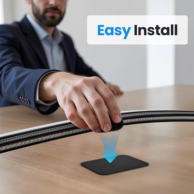 Cable Management Under Desk, Enhanced up to 15 Cord Organizer 20 Pair-Black | Reusable, No Residue Left, Adjustable Hook and Loop Cable Ties, Wire Hider Under Table, Home Office Essentials - Image 6