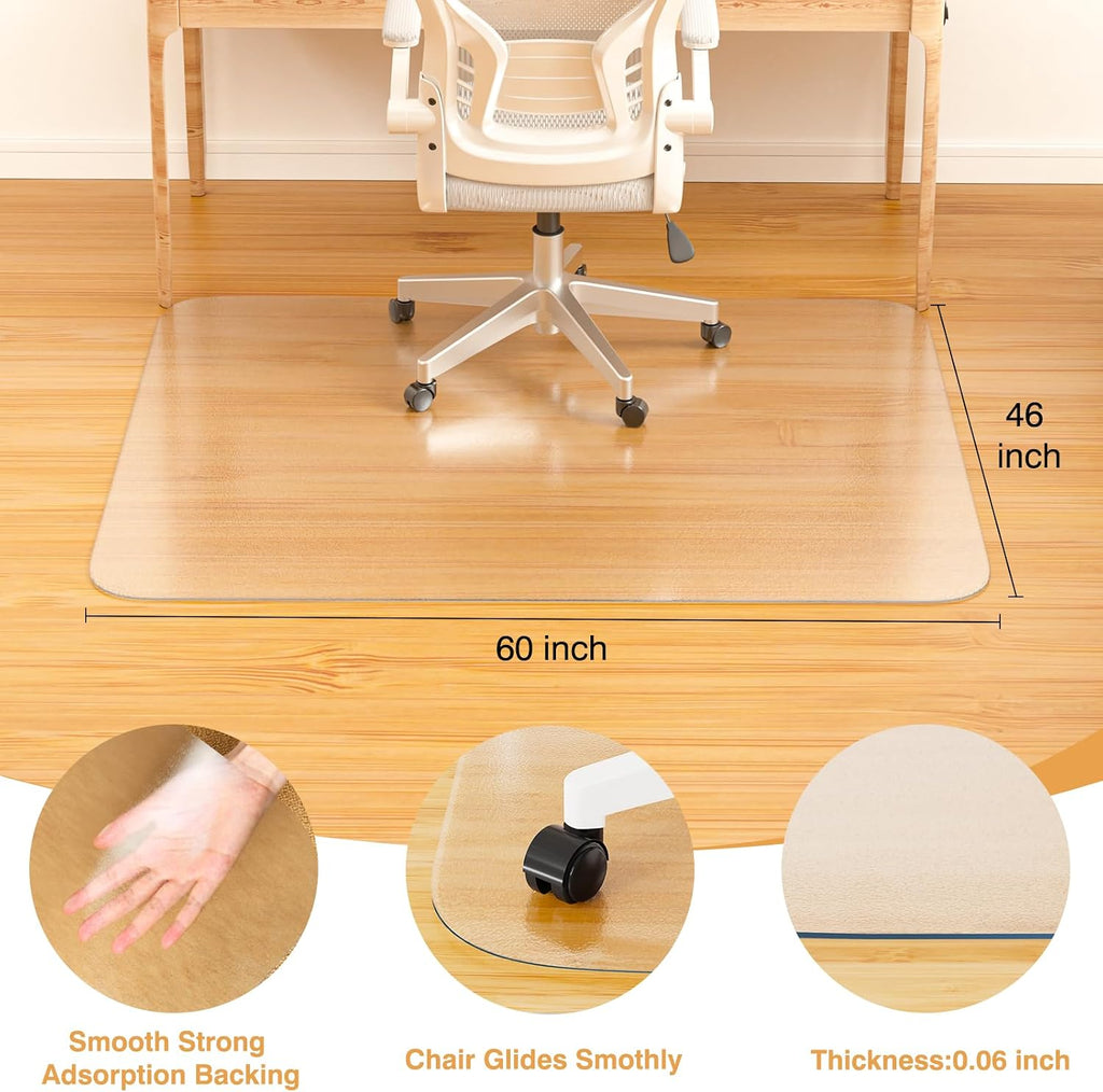 Office Chair Mat for Hardwood Floor, 46" x 60" Clear Plastic - Image 2