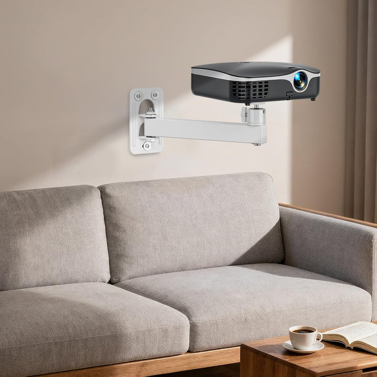 Projector Stand, Projector Wall Mount with 1/4-Inch Thread, White - Image 2