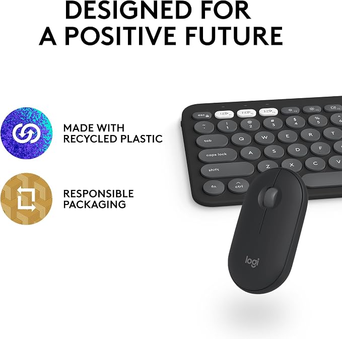 Logitech Pebble 2 Combo Mac Wireless Keyboard and Mouse - Tonal Graphite | Wireless, Slim, Quiet, Portable, Customizable, Bluetooth, Easy-Switch, macOS, iPadOS - Image 11