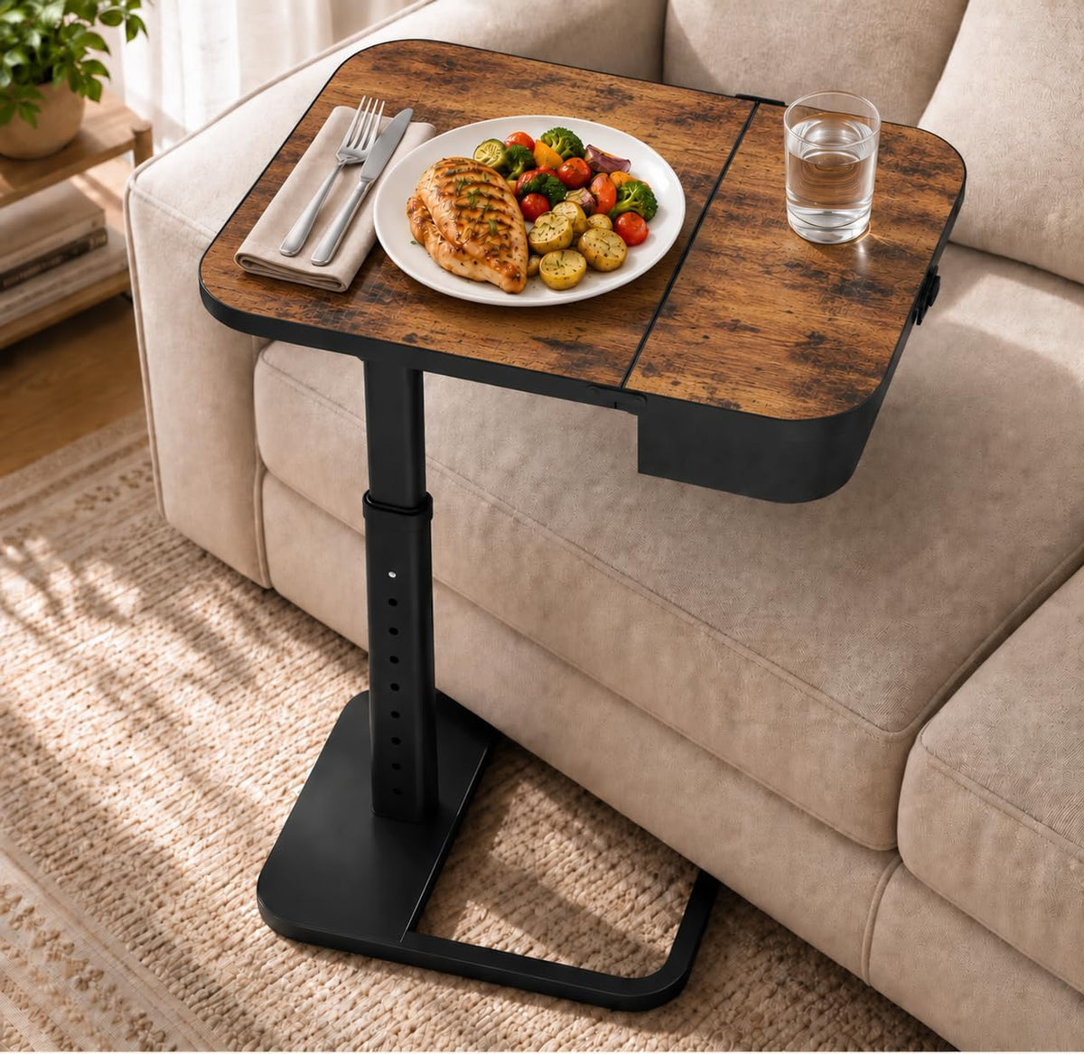 Kitstorack TV Tray Table with Flip-Top Storage, Adjustable Height by Kitstorack
