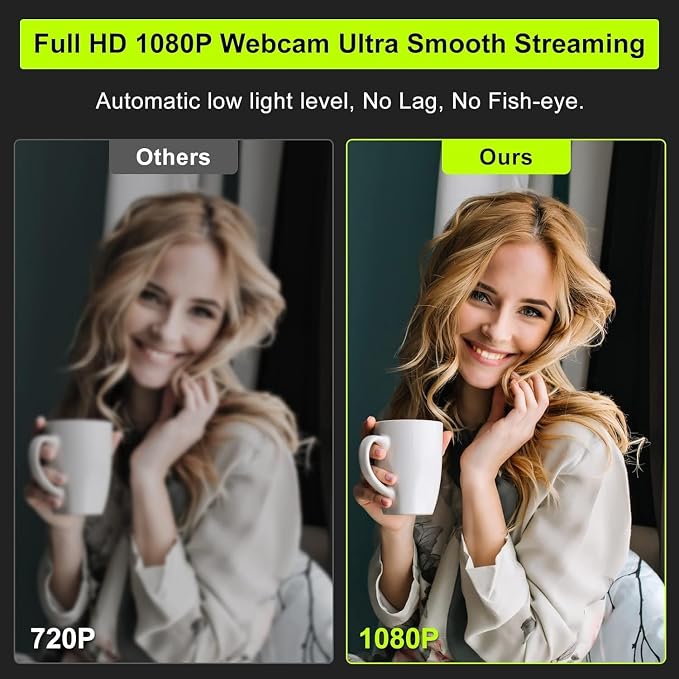 ToLuLu 1080P Full HD Webcam with Ring Light Microphone Streaming Web Camera | for PC Mac Laptop Desktop, USB Computer Webcam with Privacy Cover and Tripod for Zoom Meeting Skype Teams Twitch - Image 2