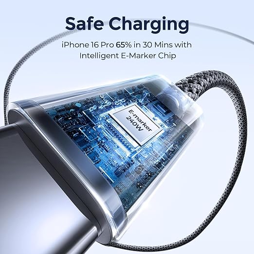 LISEN 240W USB C to USB C Cable, PS/2 Charging Cable (10FT+10FT) | 2-Pack, Black | USBC Cable for iPhone 17/16/15 Pro Max, iPad Pro/Air, MacBook Pro/Air, Samsung Galaxy S26 Ultra, Laptop - Image 4