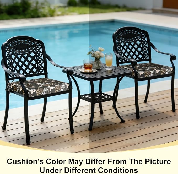 downluxe Outdoor Chair Cushions Set of 4, Waterproof 19" x 19" x 3" Patio Chair Cushion with Non-Slip Ties & Handle, Square Outdoor Cushion for Patio Furniture with Removable Cover, Night Bird - Image 7
