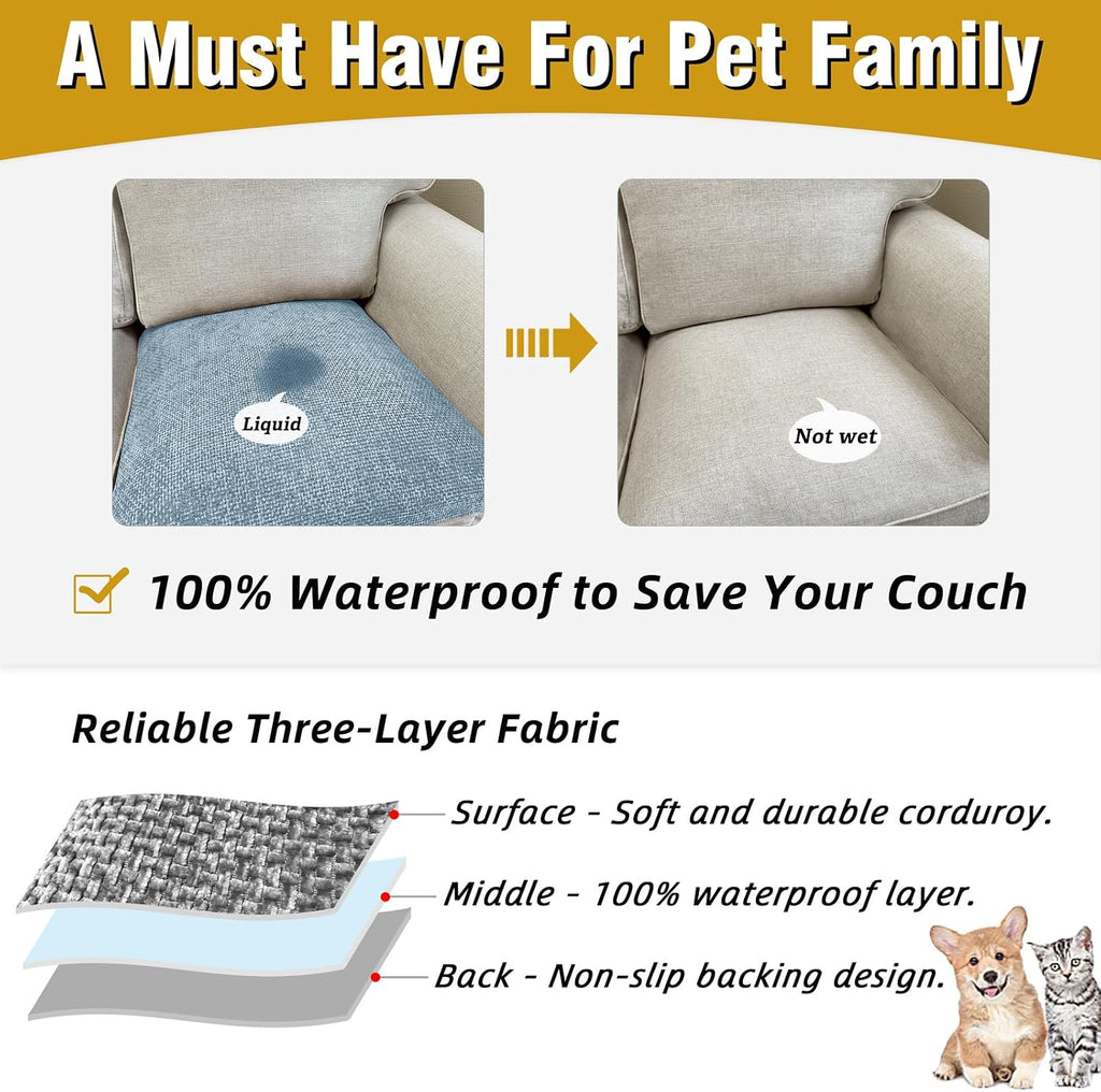Couch Arm Covers, Sofa Arm Covers, Waterproof Armrest Cover for Sofa, Armchair, Loveseat, Non-Slip Recliner Arm Cover, Headrest Cover, Arm Chair Covers Set of 2 (Light Blue, 24"×20") - Image 3