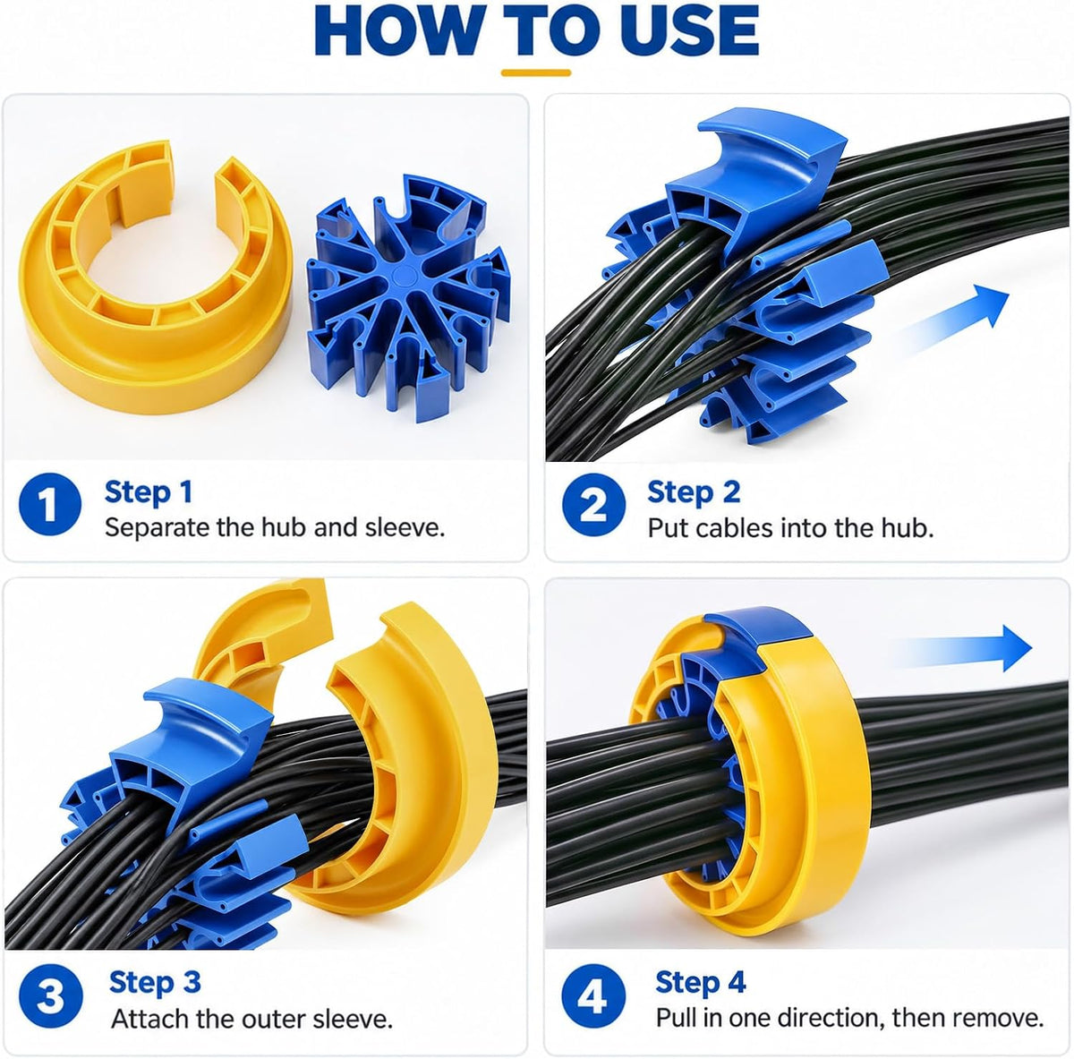 Tellegloww 4 Pcs Network Cable Management Tool, Wire Comb Kit - Image 3