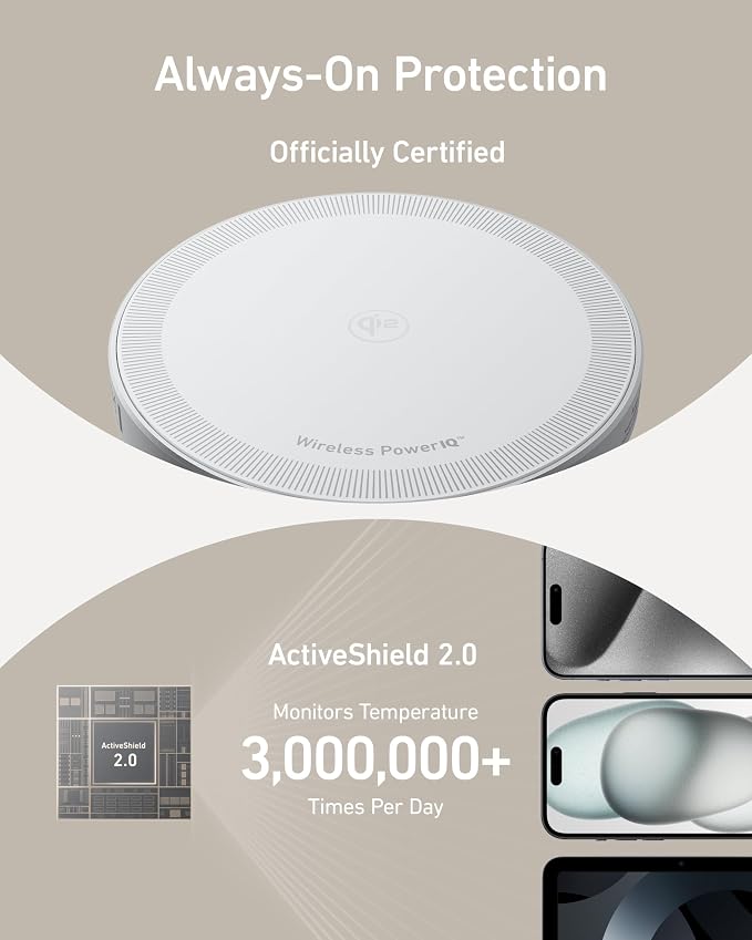 Anker MagSafe Charger Pad Compatible, MagGo iPhone 16 Wireless Charging Pad, Qi2 Certified 15W Wireless Charger for iPhone 16/16 Plus/16 Pro/16 Pro Max/15/14/13/12 Series (White, No Adapter) - Image 5
