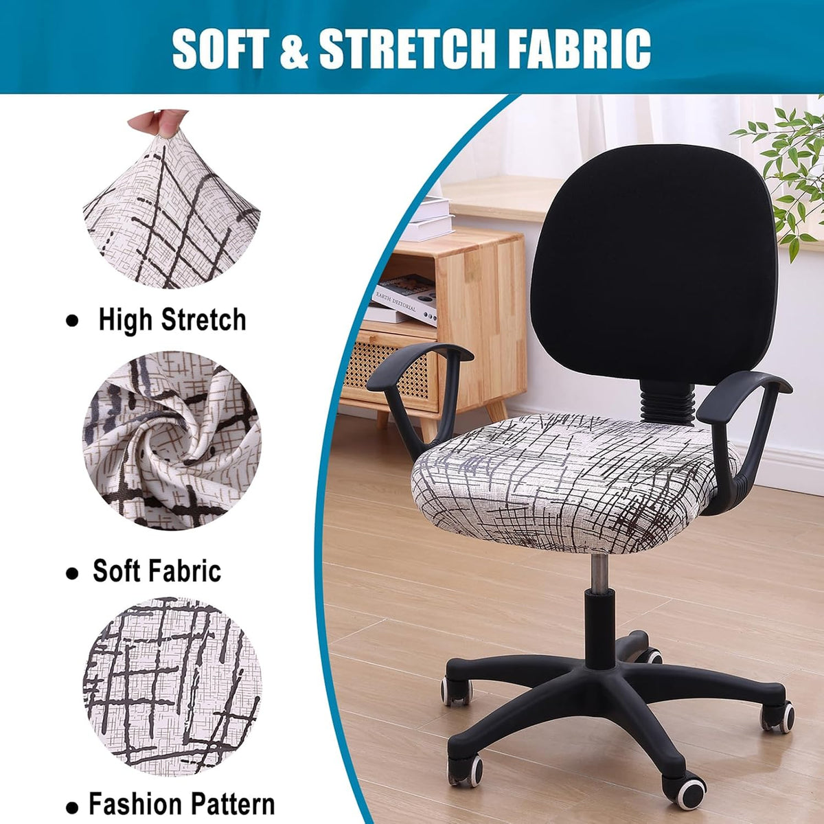 Smiry Stretch Printed Office Computer Desk Chair Seat Covers - Image 6