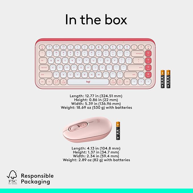Logitech POP ICON Combo Wireless Bluetooth Keyboard and Mouse - Rose | Comfortable typing, programmable keys and buttons, quiet clicks, easy-switch up to 3 devices - Image 10