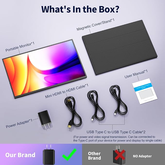 COOLHOOD 18.5 Inch FHD USB-C HDMI 120Hz Portable Monitor | Travel Portable Monitor for Laptop 、PC、PS5、Xbox, Portable Screen with Cover Stand, VESA Compatible - Image 9