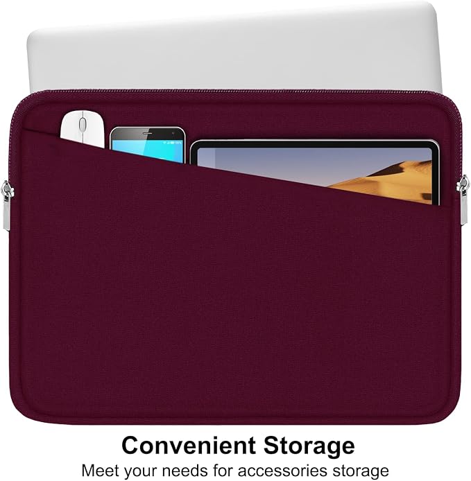 Laptop Sleeve 15.6 inch, Durable Computer Carrying Bag Protective Case Briefcase Handbag with Front Pocket, Slim Laptop Cover for 15.6 Inch HP, Dell, Lenovo, Asus, Notebook, Wine Red - Image 2