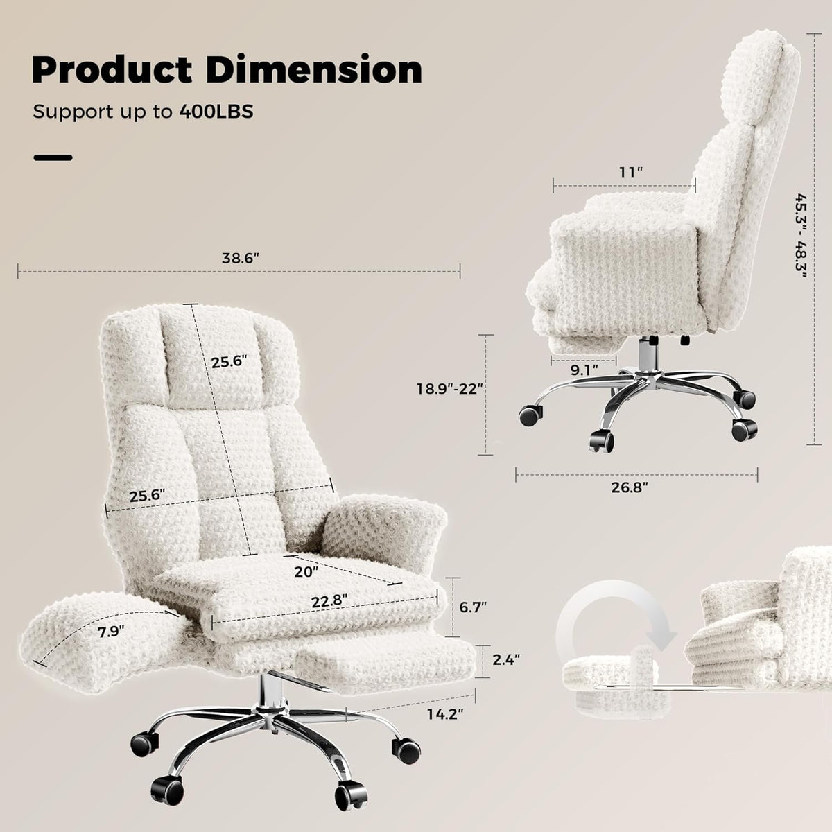 Big and Tall Office Chair, Flip Armrests for Pets & Cross Legged Sitting - Image 2