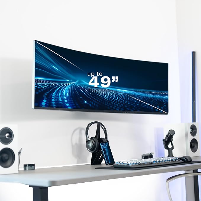 VIVO Full Motion Ultrawide Monitor Wall Mount, Fits Ultra-Wide Screens up to 49 inches and 44 lbs, Wide VESA Range with Tilt and Swivel, Black, MOUNT-VW06 - Image 2