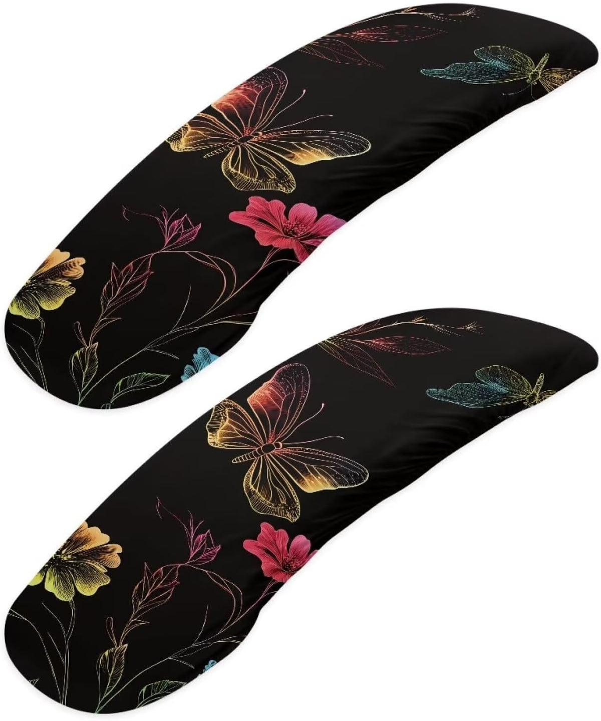 Butterfly Flower Print Office Chair Arm Covers, 2 Pack Dust-Proof Chair Arm Rest Covers Washable, Comfort Elastic Office Chair Armrest Slipcovers for Rotating Chairs by Wanzuoeng