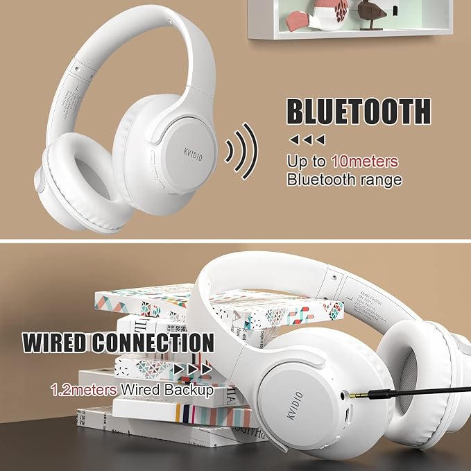 KVIDIO Bluetooth Headphones Wireless Over Ear Headsets 65H Playtime | Deep Bass, HiFi Stereo, Bluetooth 6.0, Microphone, Comfortable Fit, Foldable, Lightweight, Low Latency for Travel Home Office - Image 7