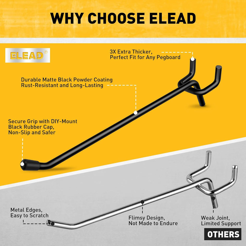 66-Piece 2/4/6 Inch Extra Thick Pegboard Hooks, Heavy Duty Peg Board Organizer Accessories, Peg Board Tool Hangers Fit for 1/4" Pegboard Hanging Tools Garage, Workshop, and Craft Storage - Image 4