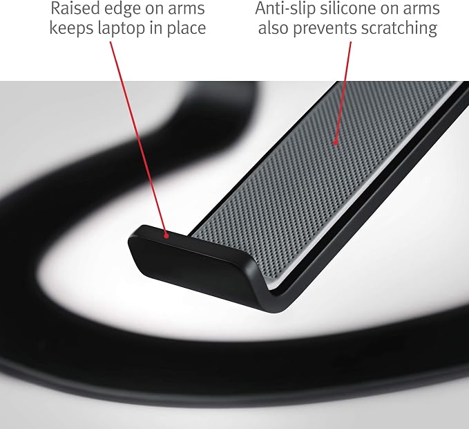 Twelve South Curve, Cooling Laptop Stand for MacBooks & Laptops,Matte Black | Elegant Desktop Stand, for MackBook & Laptops Including Neo, Lifts Screen and Camera for Better Ergonomics and Video Calls - Image 4