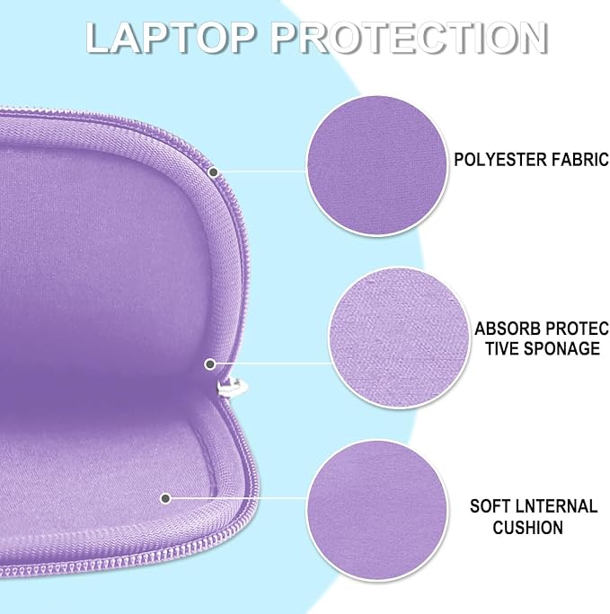 Laptop Sleeve 15.6 inch, Shockproof Protective Laptop Cover Briefcase Carrying Computer Bag with Accessory Pocket, Portable Computer Case Compatible with MacBook, HP, Dell, Lenovo, Asus, Purple - Image 5