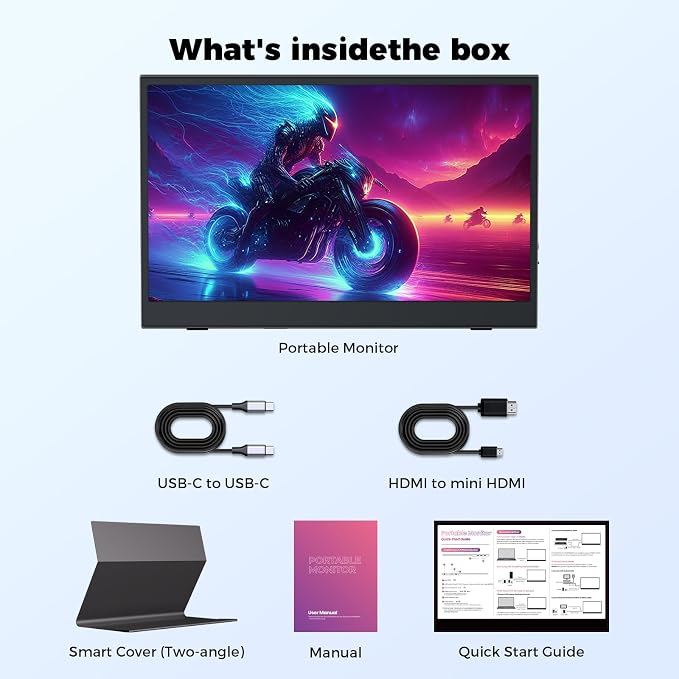 15.6" Touch Portable Monitor, FHD 1080P IPS, 60Hz, HDR Support | Aluminum Alloy Frame, HDR Support, Smart Cover, Speakers, VESA , USB-C/HDMI, for PC, Laptop, Mac, PS5, Xbox, Switch - Image 9