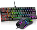 RedThunder 60% Gaming Keyboard and Mouse Combo, Ultra-Compact 61 Keys RGB Backlit Mini Keyboard, Lightweight 7200 DPI Honeycomb Optical, Wired Gaming Set for PC MAC PS5 Xbox Gamer(Black) by RedThunder