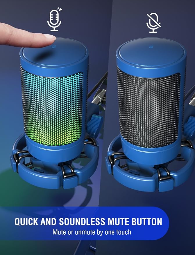 FIFINE AmpliGame A6VB USB Condenser Gaming Mic with RGB for PS5 Streaming | Quick Mute, Gain Control, Tripod Stand, Pop Filter, Cardioid Pickup, for PC/Mac Discord Twitch Podcasts YouTube - Image 2
