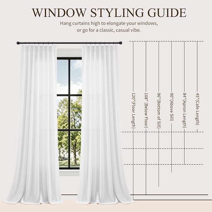 Hokibero White Pinch Pleated Linen Curtains 84 Inch Long for Living Room | Light Filtering Semi Sheer Curtain,Back Tab Hooks Rings,Modern Farmhouse Textured Privacy Drapes for Bedroom Window,2 Panels - Image 9