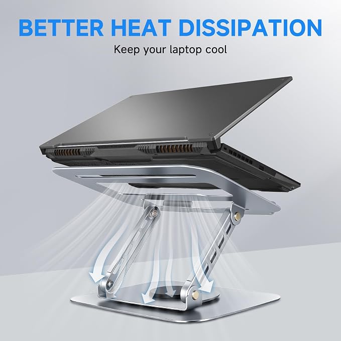 Leeboom 360° Rotating Laptop Stand, Aluminum Riser with Ergonomic Design | Adjustable ergonomic laptop holder fits 10–15.6-inch notebooks. Compatible with MacBook Air, Pro, Dell, HP, & Lenovo laptops - Image 6