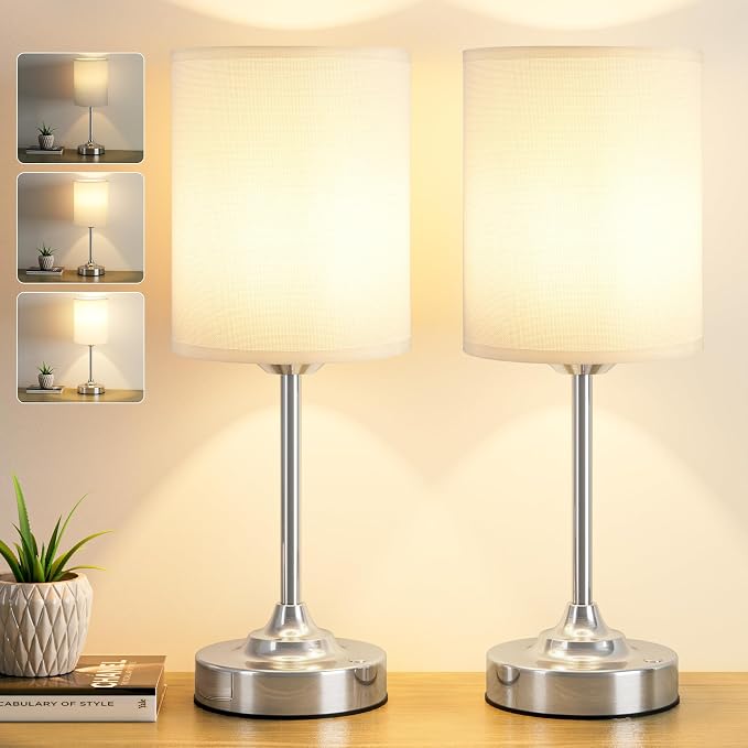 Touch Control Cordlss Table Lamp, USB-C Rechargeable Lamp with Stepless Dimming, 4000mAh Battery Operated Bedside Lamp for Bedroom, Living Room, Night Light & Emergency Lighting, Silver, 2 Pack - Image 7