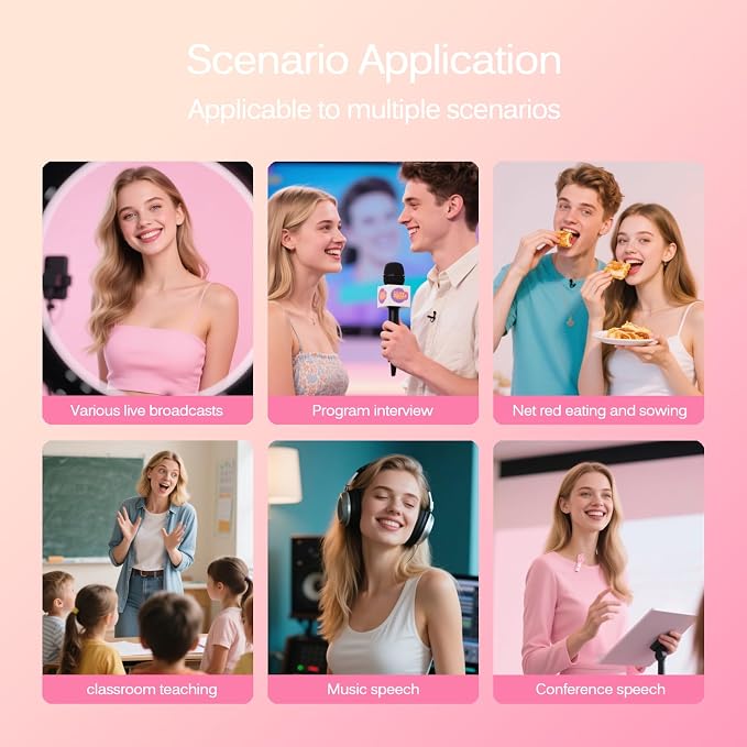 Wireless Lavalier Lapel Microphone for iPhone, iPad, mini Video Recording Mic for Interview Video Podcast Vlog YouTube & Livestream, Noise Reduction, Plug & Play (Pink Type C & Lightning Port) - Image 7