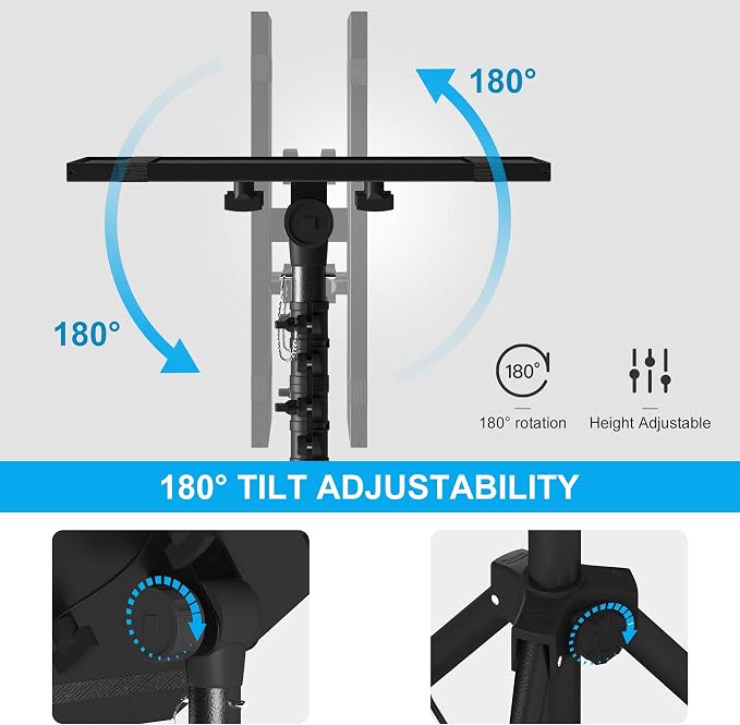Projector Stand Tripod Laptop Stands Height Adjustable | from 23.5" to 63.5" with Gooseneck Phone Holder, Floor for Office, Home, Stage, Studio, Outdoor, DJ Racks Holder Mount - Image 8