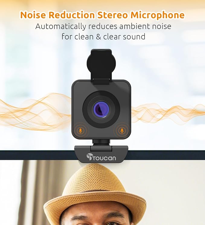 TOUCAN 1080P Webcam for pc, Webcam with Microphone for Laptop, Plug and Play USB Web Cam, 90°View Computer Camera, External Camera for Streaming, Skype, Zoom, FaceTime, Hangouts, MacBook/Tablet - Image 2
