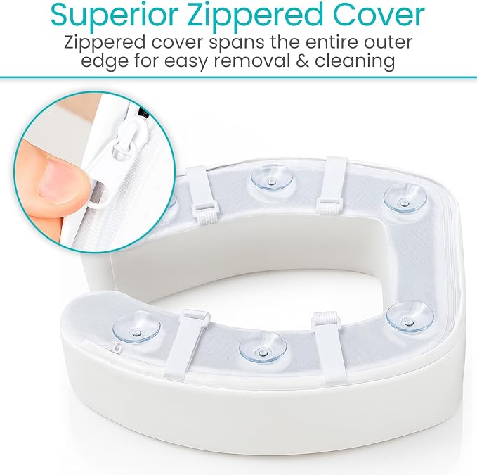 Vive Toilet Seat Cushion - Padded Soft Cushioned Foam - Fits All Toilets | Easy Clean Bathroom Attachment - Elongated, Standard Seats - Comfort & Support Donut for Handicap Adults - Image 8