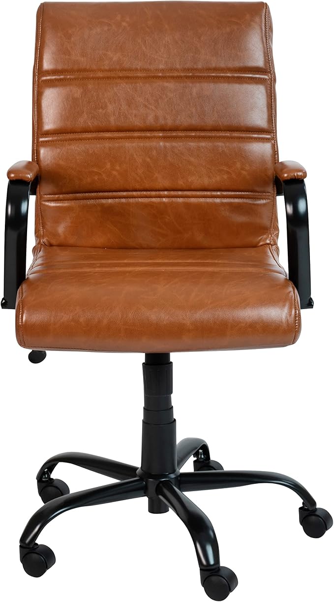 Flash Furniture Mid-Back LeatherSoft Executive Office Chair, Brown/Black | 360° Swivel, Height Adjustable, Commercial Grade - Image 13