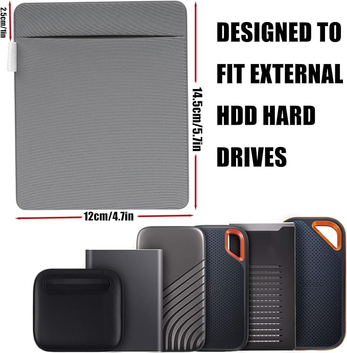 RIVEENY Portable External Hard Drive Organizer, Pouch Holder for Computer Accessories, SSD Solid State Drive, Pocket Pouch for Laptop with Reusable Adhesive - Image 5