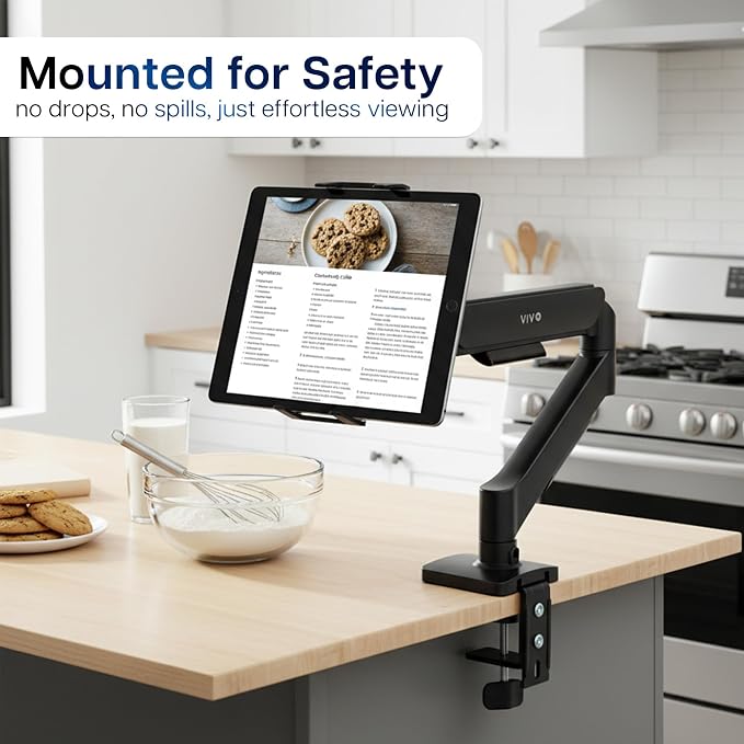 VIVO Height Adjustable Counterbalance Mechanical Arm Tablet Desk Mount, Fits 2-in-1 Laptops and 15.6 inch Portable Monitors, Max VESA 100x100, Black, STAND-V001O-M02 - Image 9