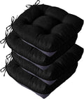 IASEAHK Chair Cushions for Dining Chairs, Seat Cushions for Kitchen Chairs, Indoor Seat Cushions with Ties, Tufted Foam Chair Pads, Non Slip Chair Cushions Set of 4, 15.5" x 15.5" x 4", Black by IASEAHK