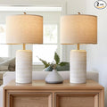 PoKat 23" Modern Ceramic Table Lamp Set of 2 for Living Room Bedroom, White | Nightstand Lamps for Bedside, Farmhouse End Table & Desk Light, Ideal Housewarming Gift, New Home Decor for Women Mom by Pokat