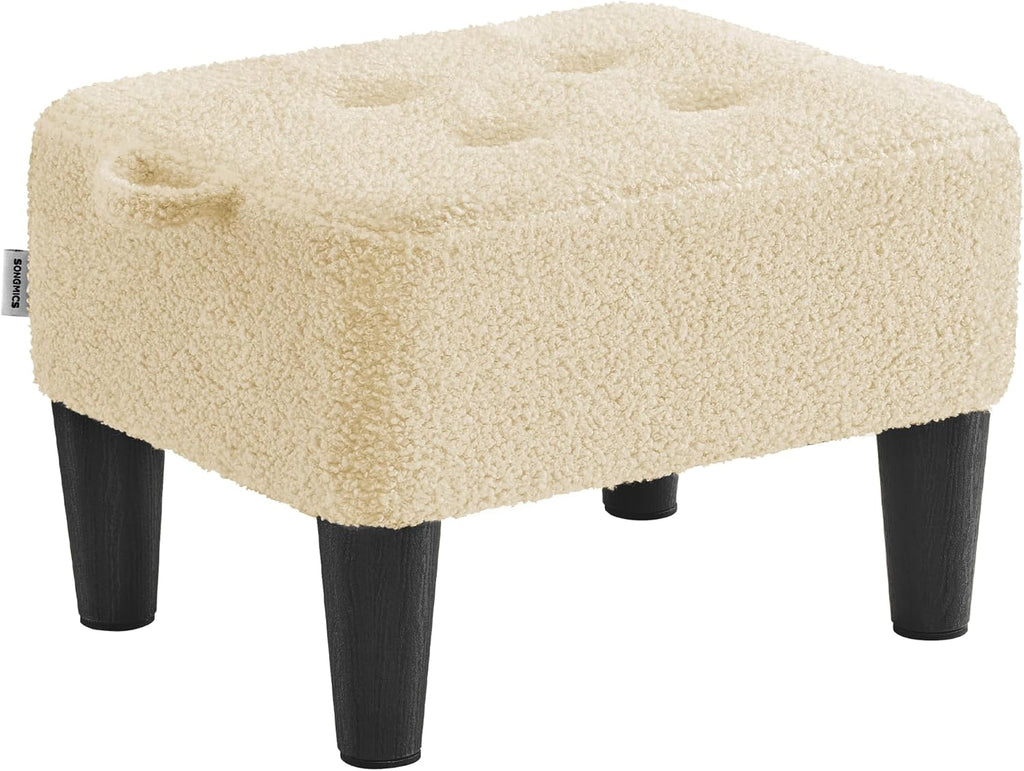 SONGMICS Foot Stool, Small Teddy Fleece Ottoman with Thick Cushion by SONGMICS